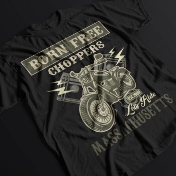 BORN FREE CHOPPERS Lets Ride Massachusetts Tee - Fathers Day Birthday Present