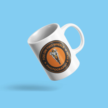 Tog On Two Wheels Mug with writing