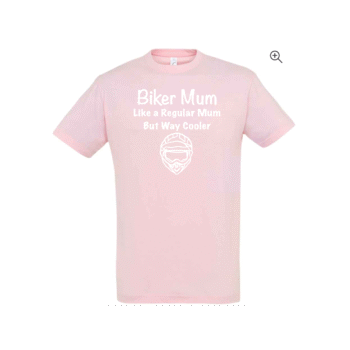 Biker mum unisex pink t-shirt