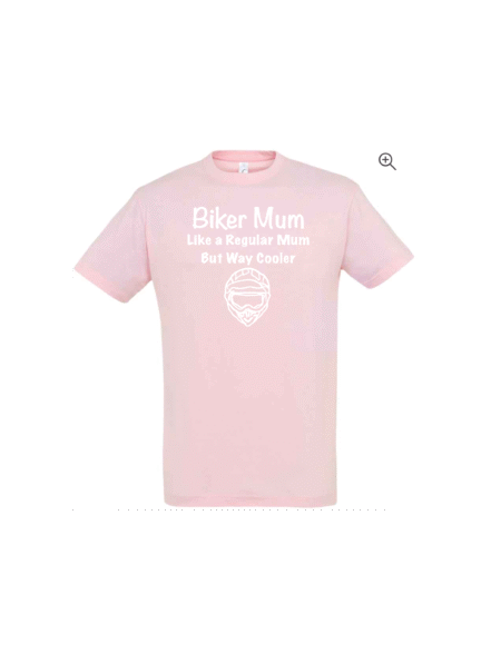 Biker mum unisex pink t-shirt