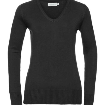 Russell Athletic Collection Ladies Cotton Acrylic V Neck Sweater