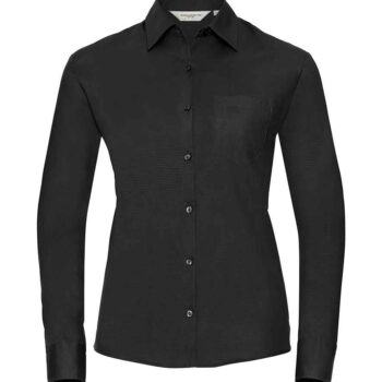 Russell Athletic Collection Ladies Long Sleeve Easy Care Cotton Poplin Shirt