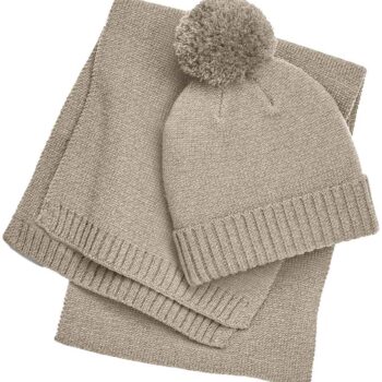 Beechfield Knitted Scarf and Beanie Gift Set