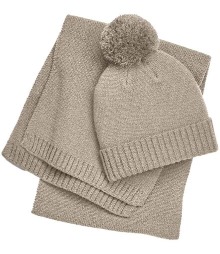 Beechfield Knitted Scarf and Beanie Gift Set