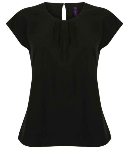 Henbury Ladies Pleat Front Short Sleeve Blouse