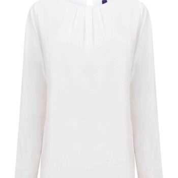Henbury Ladies Pleat Front Long Sleeve Blouse