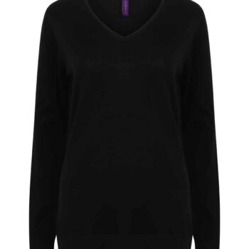 Henbury Ladies Lightweight Cotton Acrylic V Neck Sweater