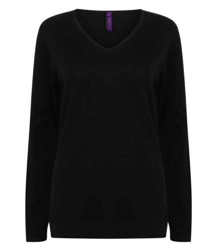 Henbury Ladies Lightweight Cotton Acrylic V Neck Sweater