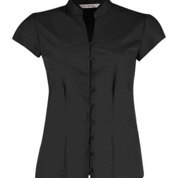 Kustom Kit Ladies Cap Sleeve V Neck Tailored Continental Blouse