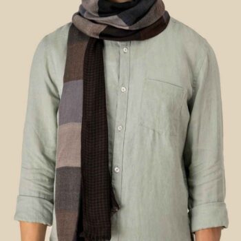 Spasso Brown Patchwork/Check Reversible Scarf