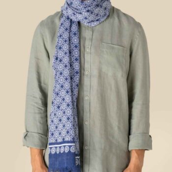 Spasso Blue Floral Mosaic Scarf