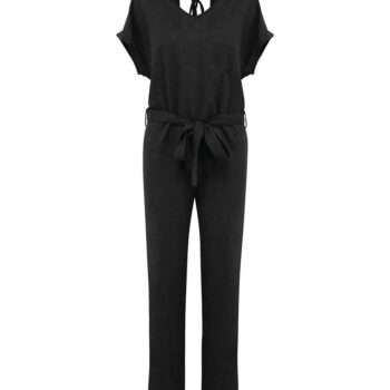 Spasso Ladies Short Sleeve Linen Knit Jumpsuit
