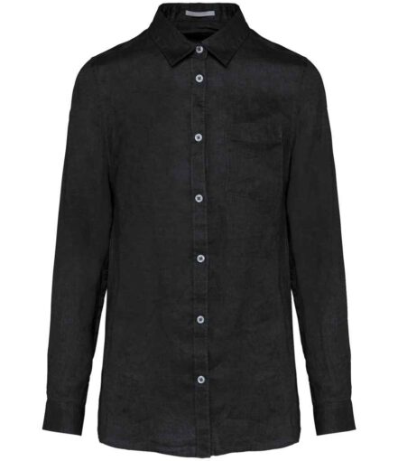 Spasso Ladies Long Sleeve Linen Shirt