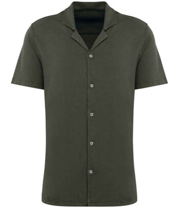 Spasso Jersey Short Sleeve Bowling Collar Shirt