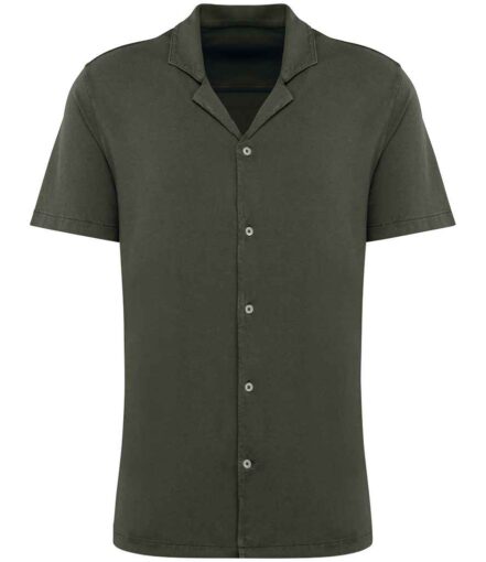Spasso Jersey Short Sleeve Bowling Collar Shirt